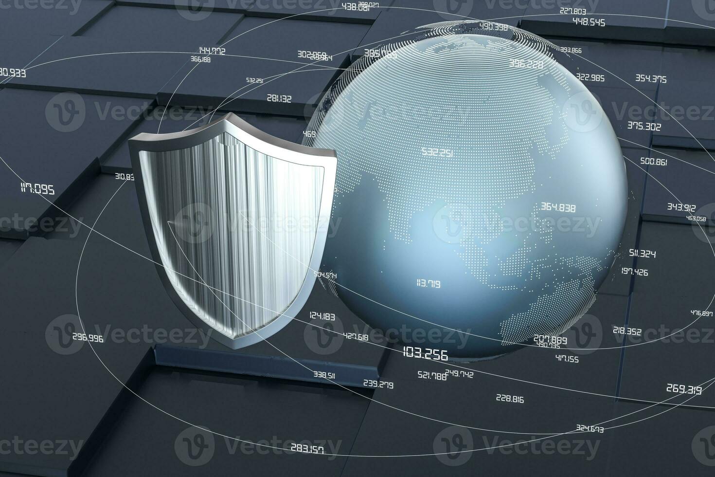 3d rendering, a defense shield with technological background photo