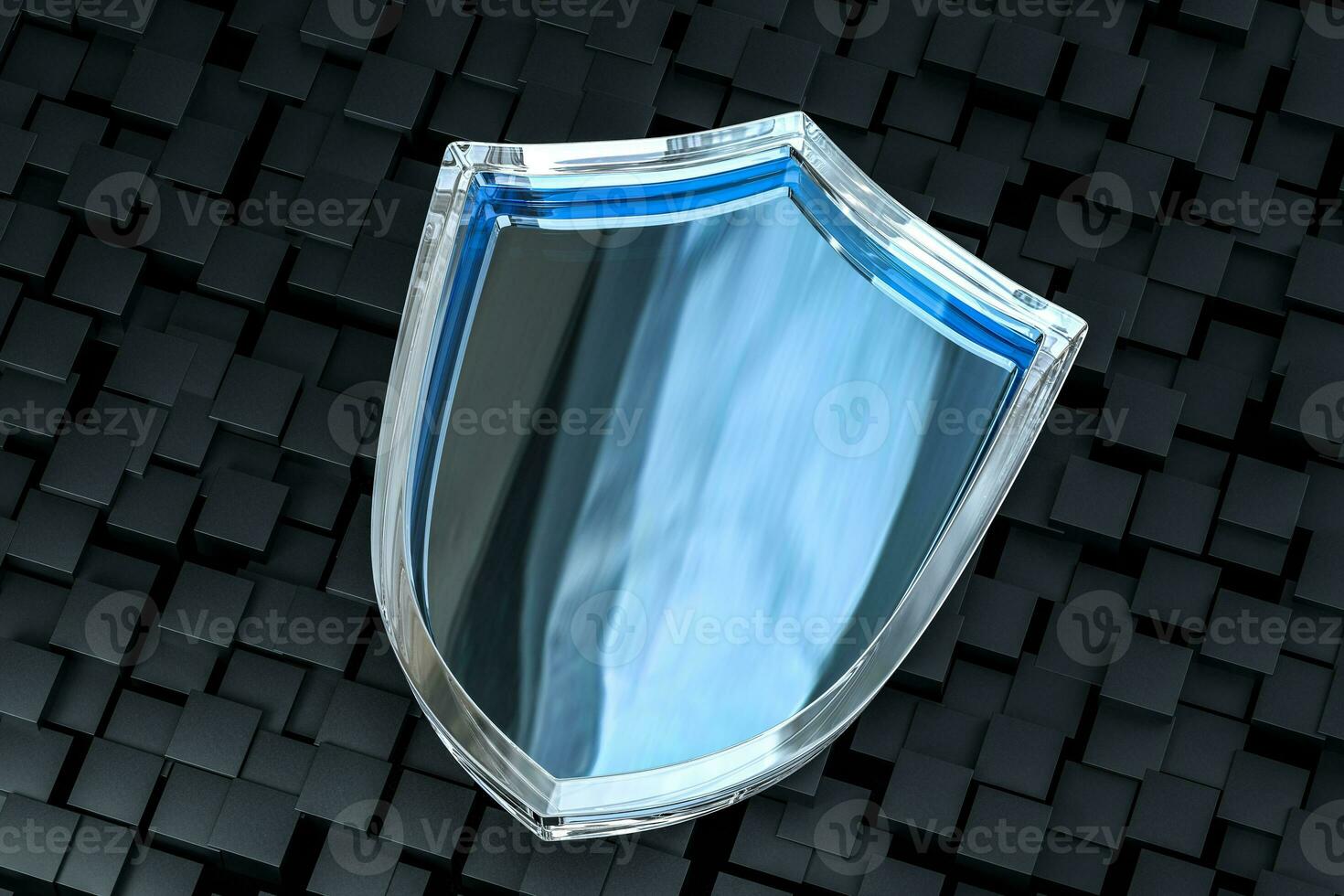 3d rendering, a defense shield with technological background photo
