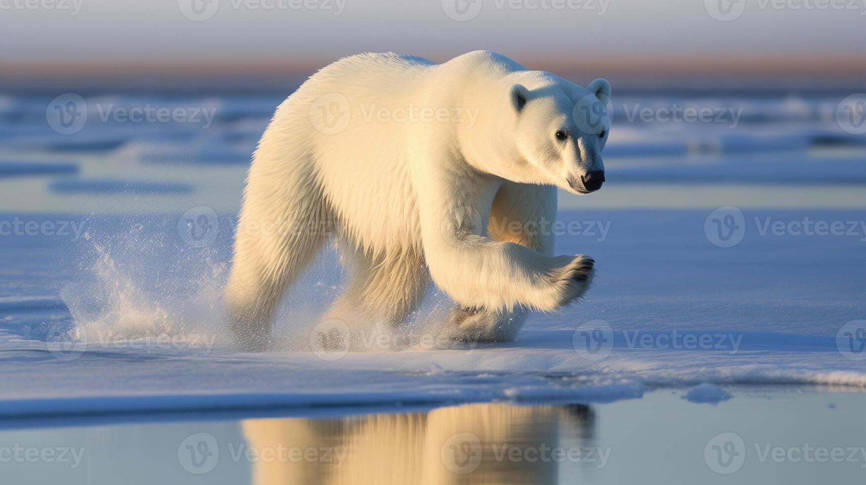a polar bear running on ice. generative ai 27888408 Stock Photo at Vecteezy