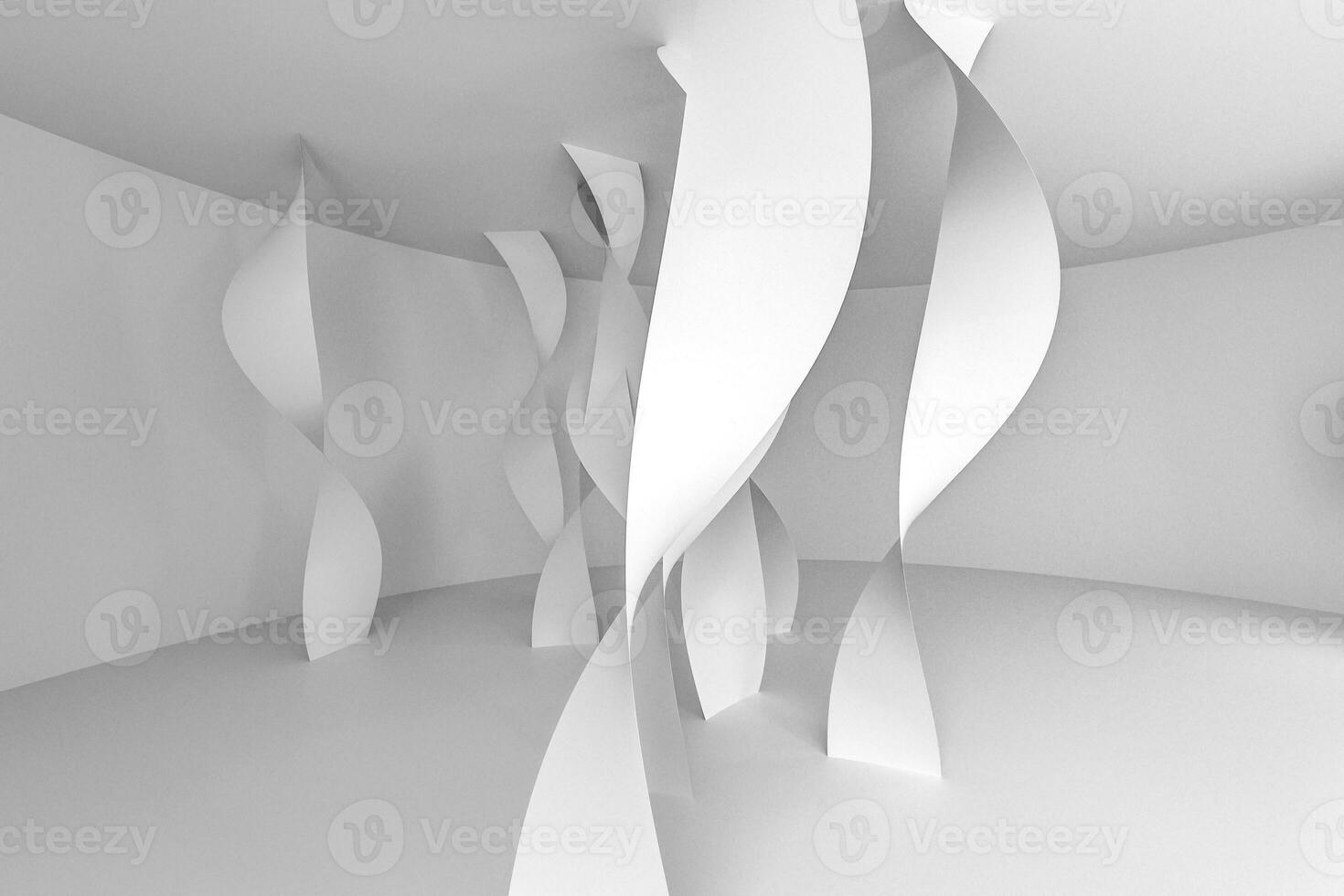 3d rendering, white smooth curves background photo