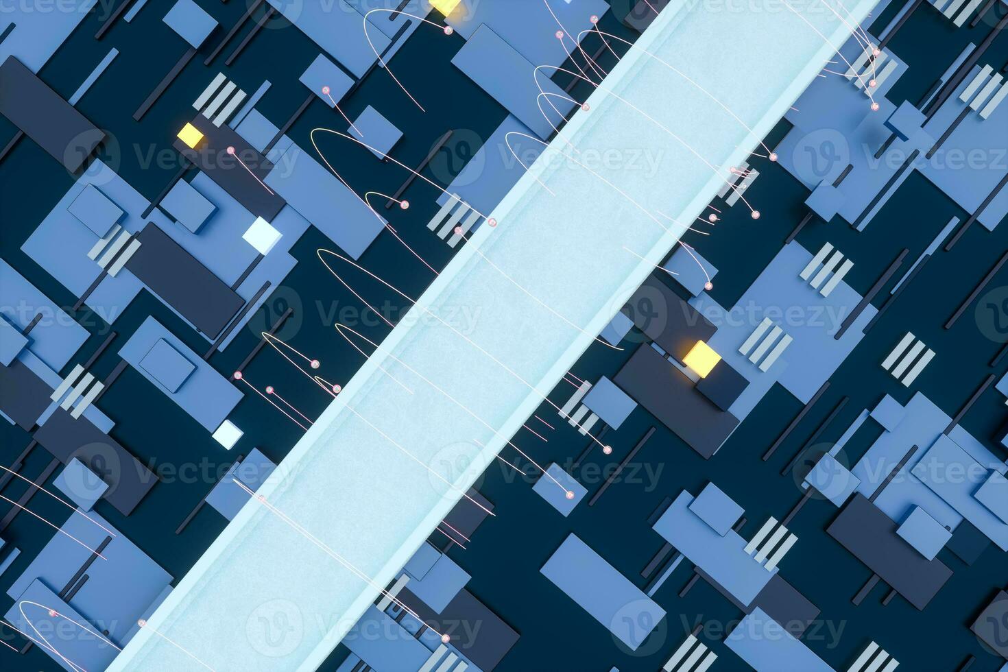 3d rendering, cubes board space, fantasy world photo