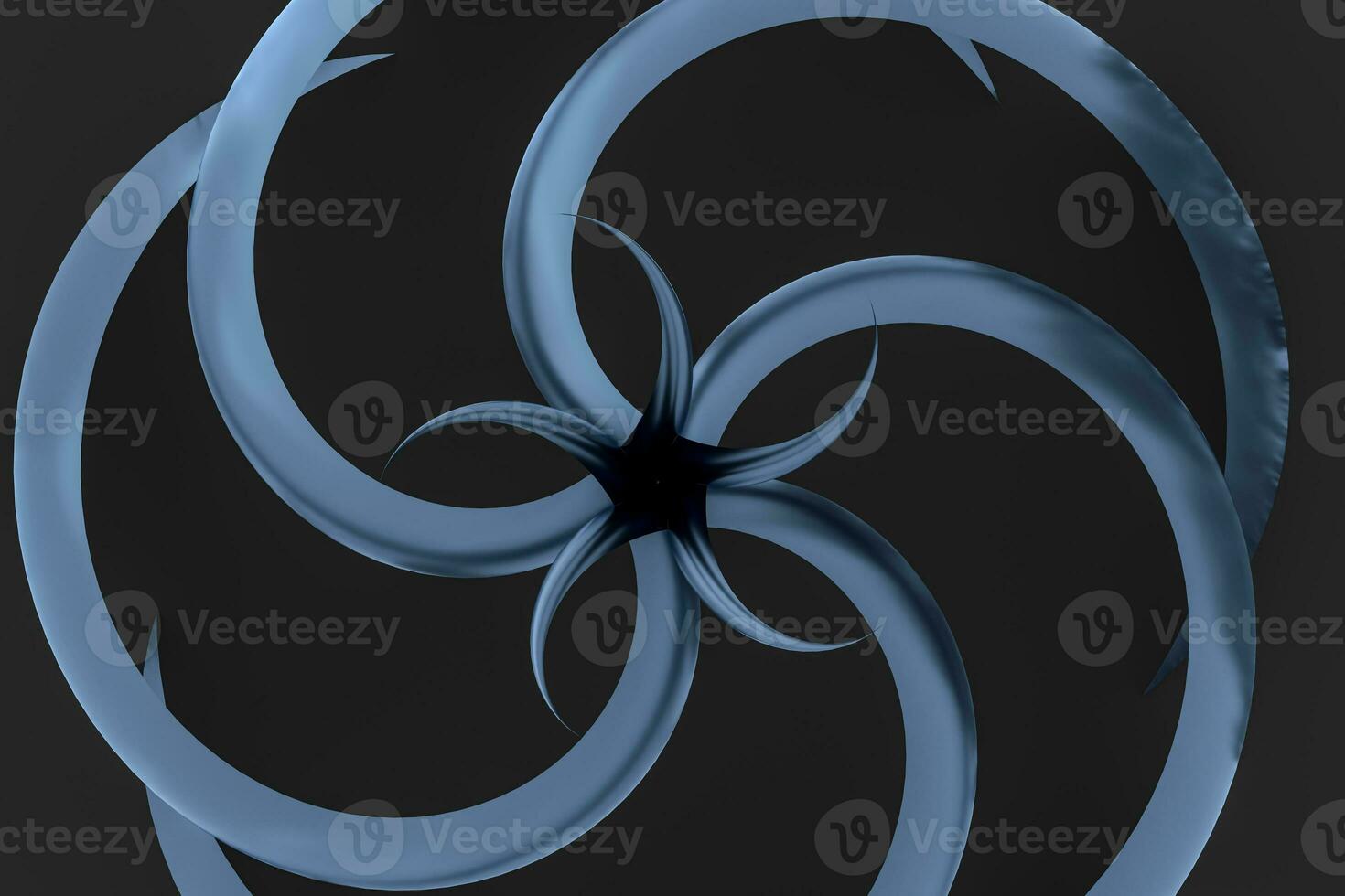 3d rendering, blue decorative flower, artistic background photo