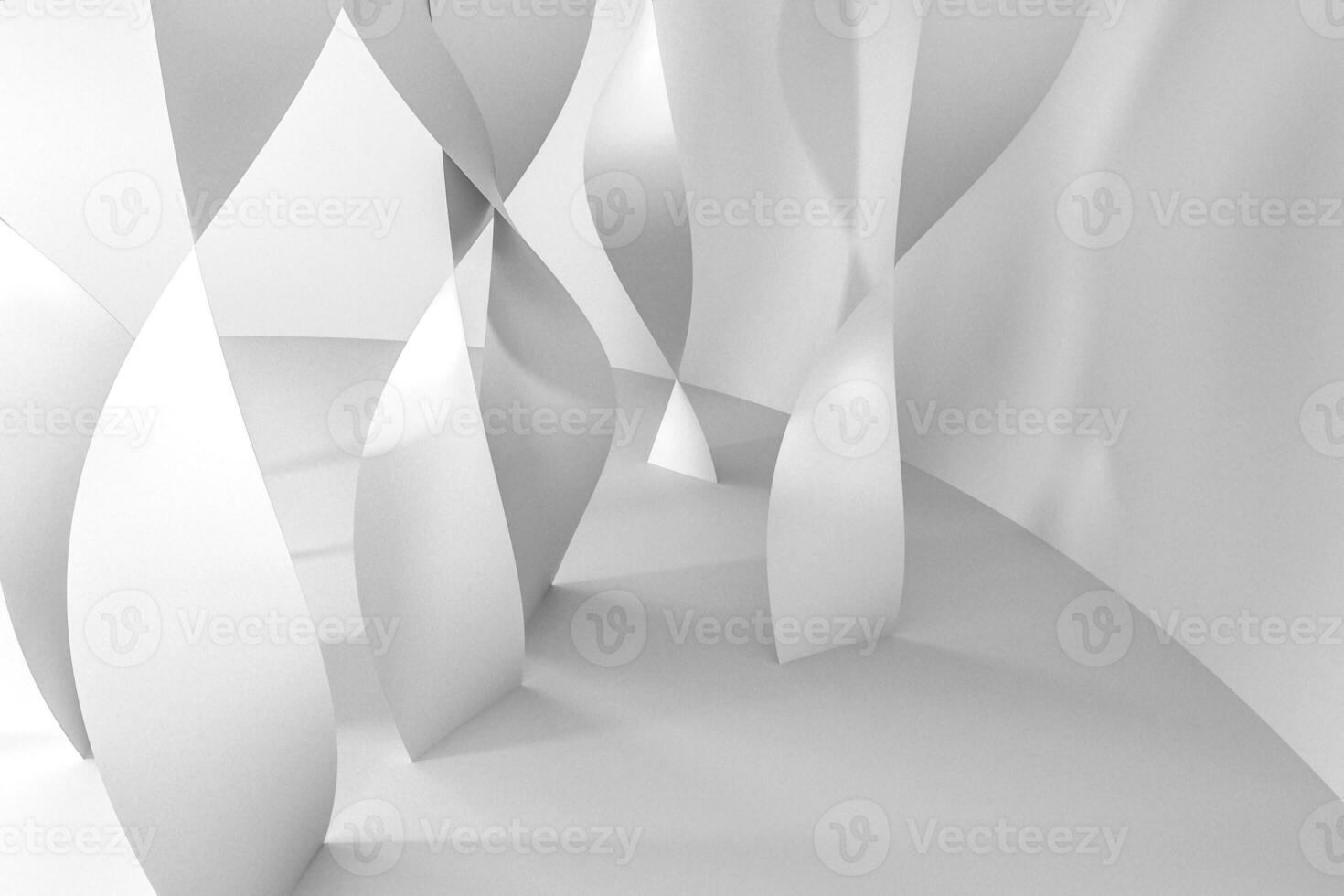 3d rendering, white smooth curves background photo