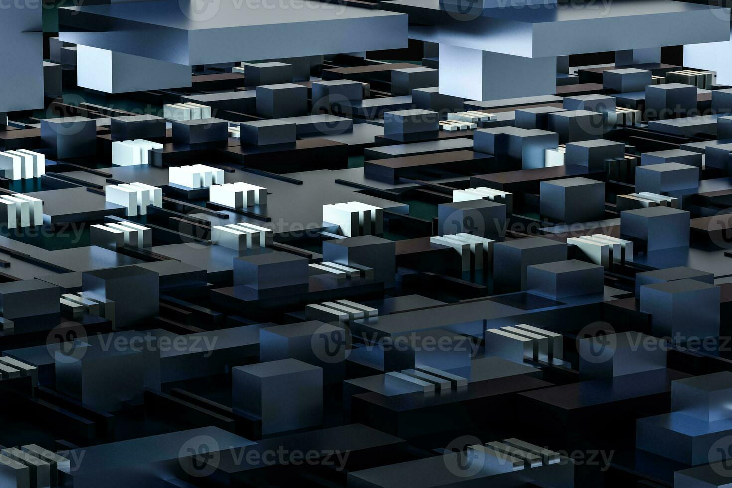 3d rendering, cubes board space, fantasy world photo