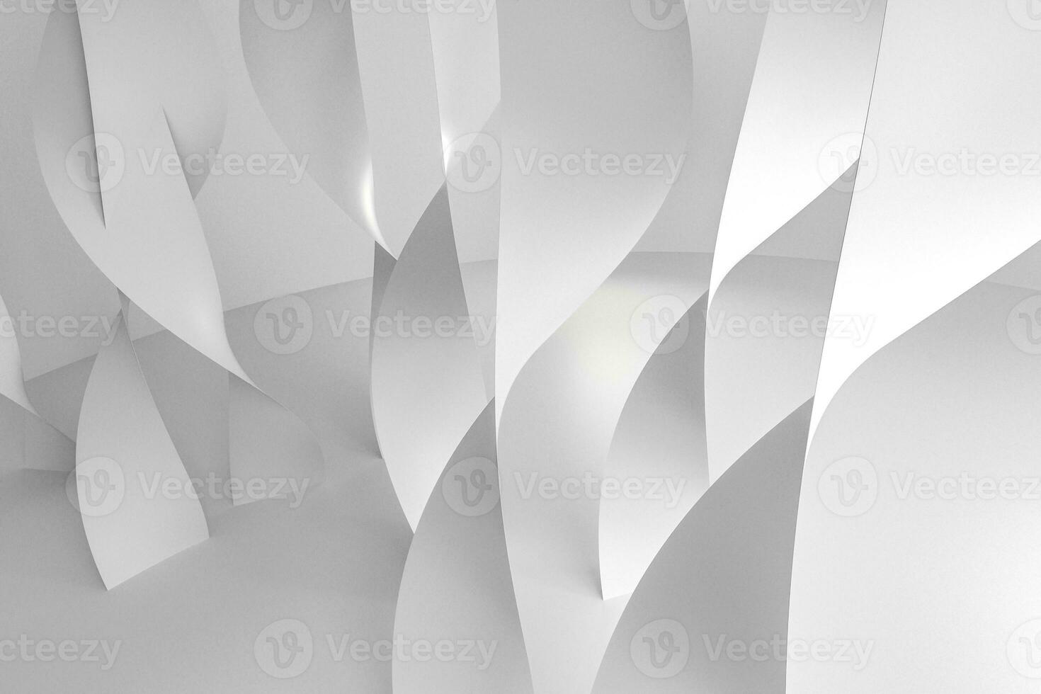 3d rendering, white smooth curves background photo