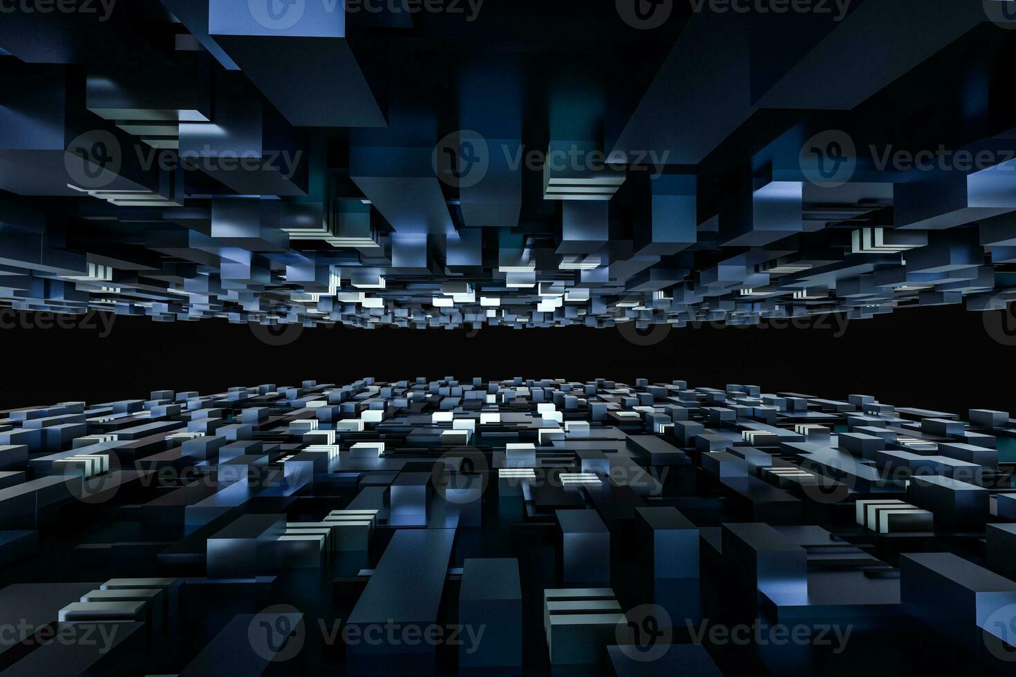 3d rendering, cubes board space, fantasy world photo