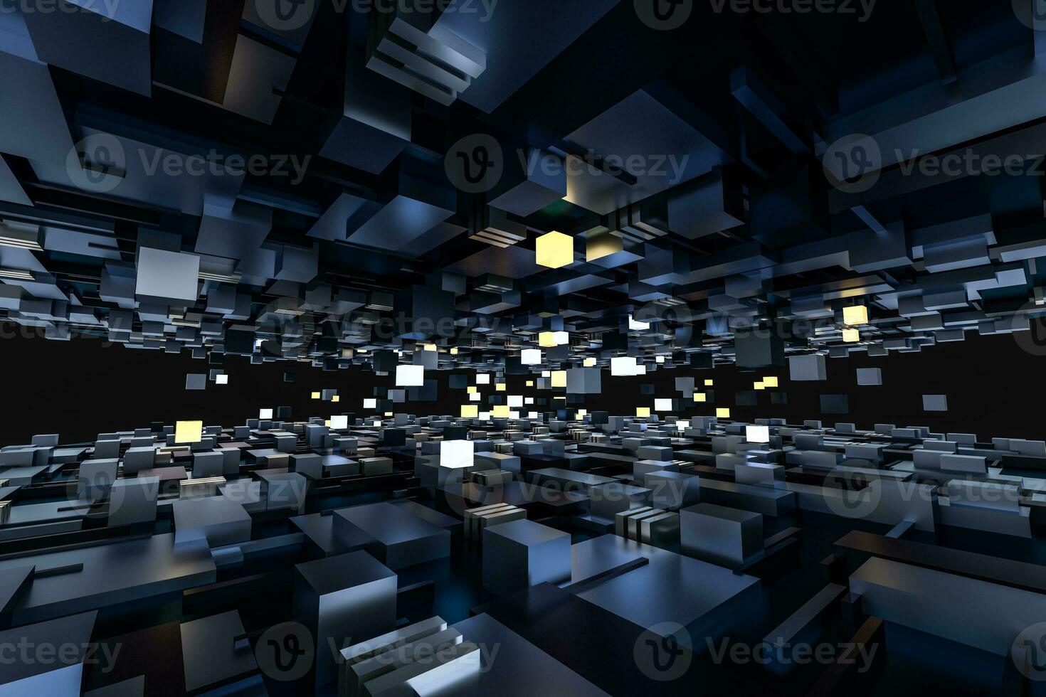 3d rendering, cubes board space, fantasy world photo