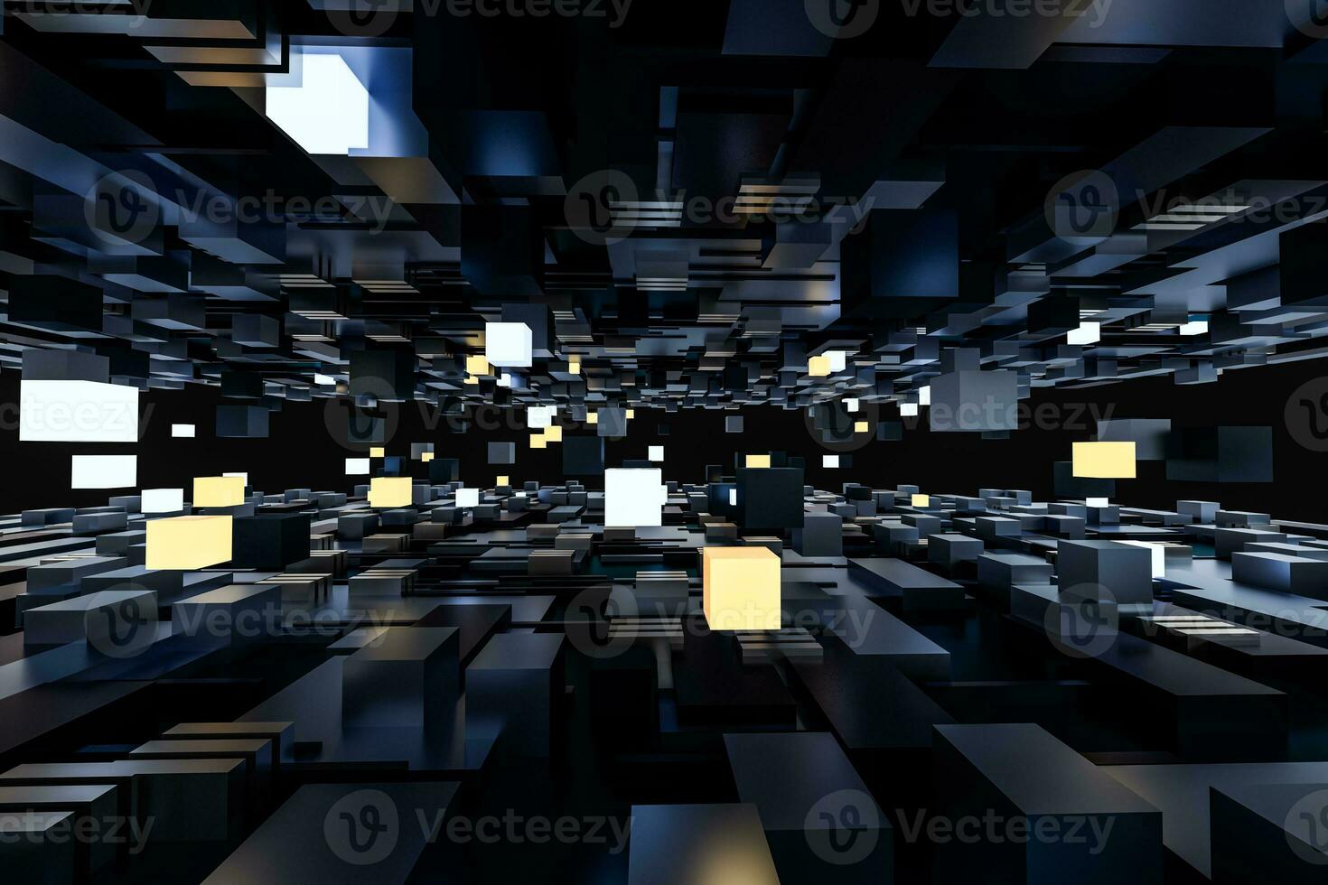 3d rendering, cubes board space, fantasy world photo