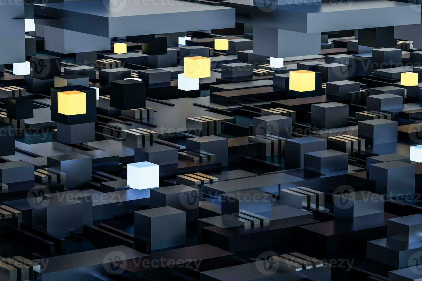 3d rendering, cubes board space, fantasy world photo