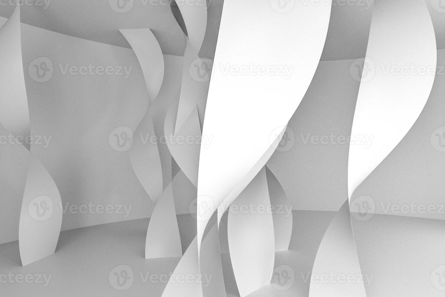 3d rendering, white smooth curves background photo