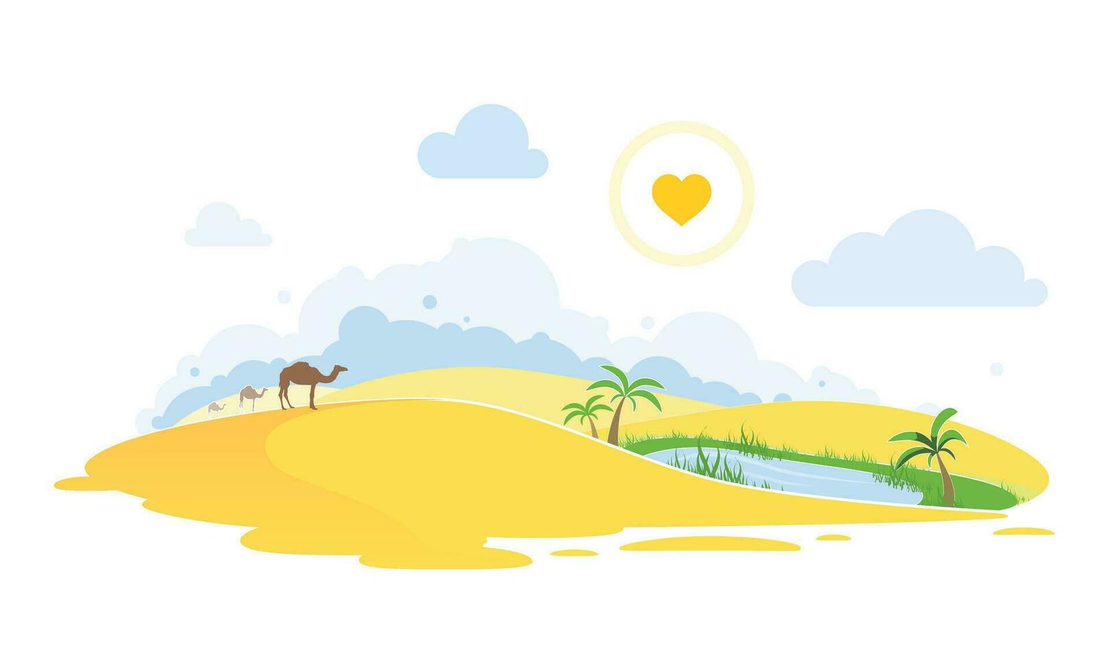 Illustration of an oasis in the desert vector