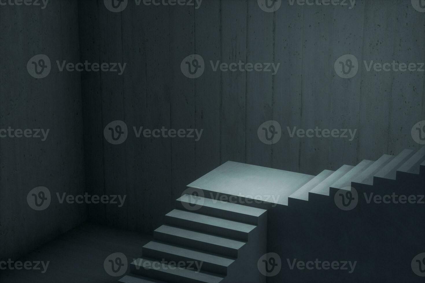 The stairway in the dark basement, 3d rendering. photo