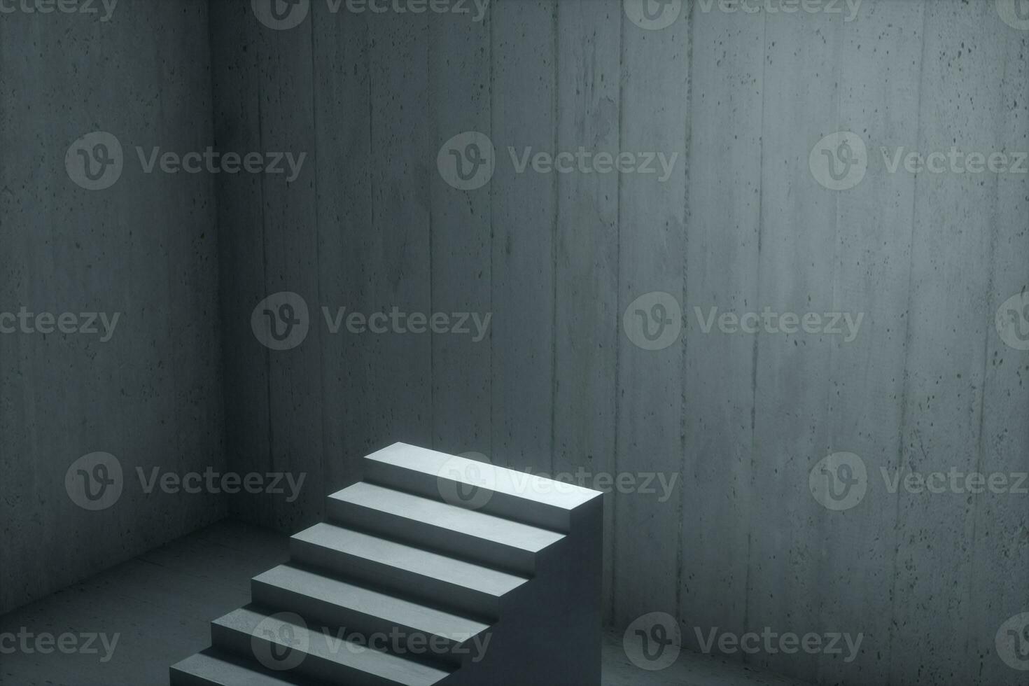 The stairway in the dark basement, 3d rendering. photo