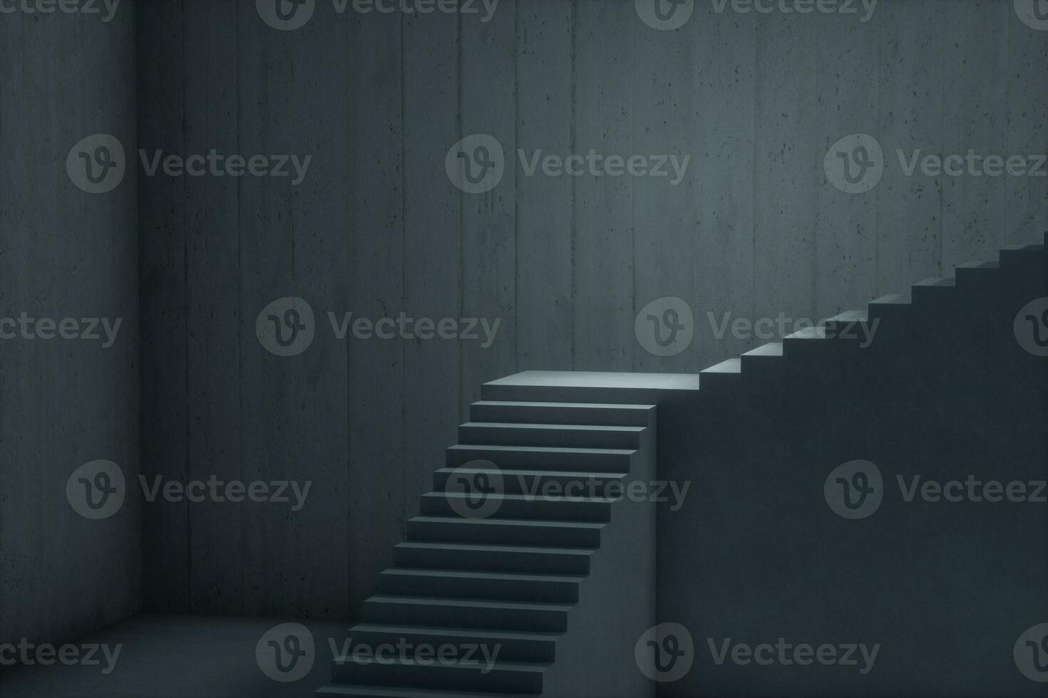 The stairway in the dark basement, 3d rendering. photo