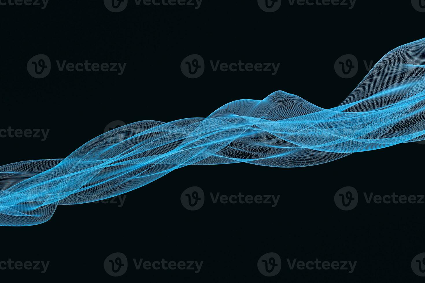 Flowing cyan curves, 3d rendering photo