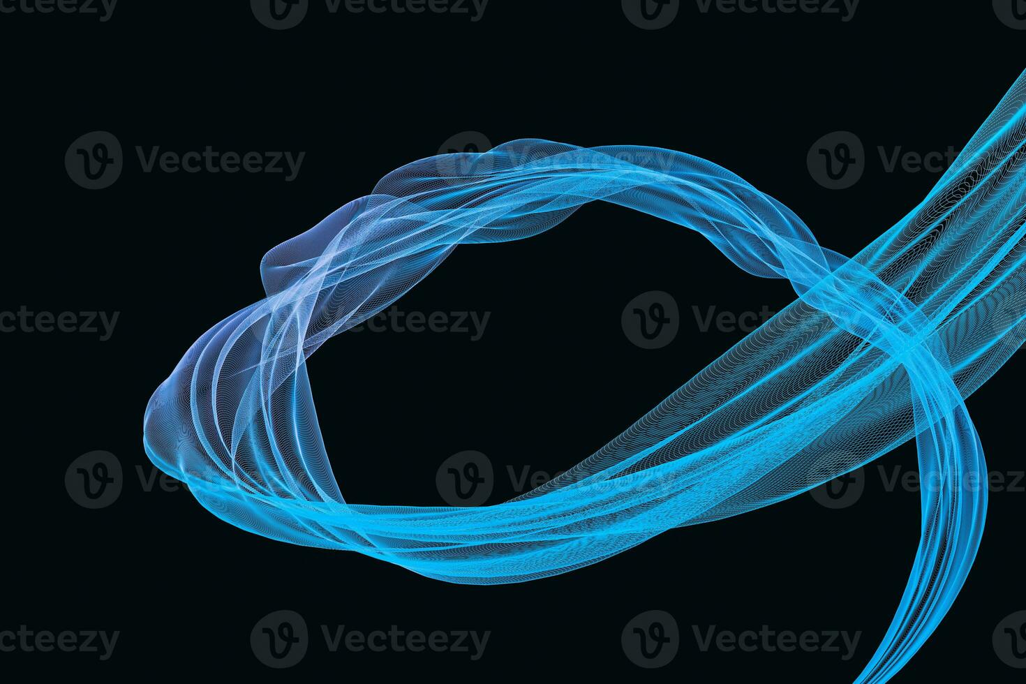 Flowing cyan curves, 3d rendering photo