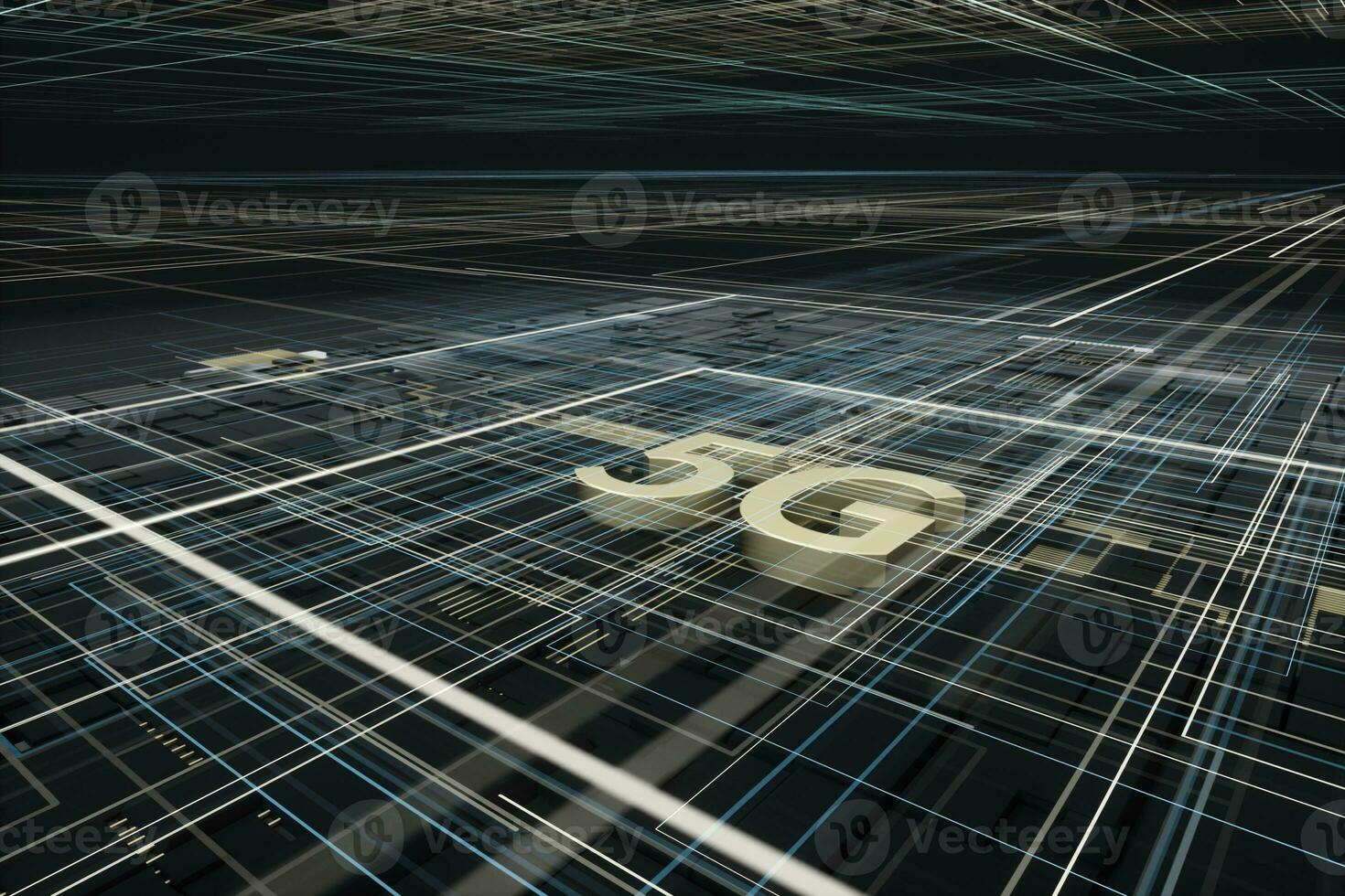 3d rendering, 5g font and circuit background photo