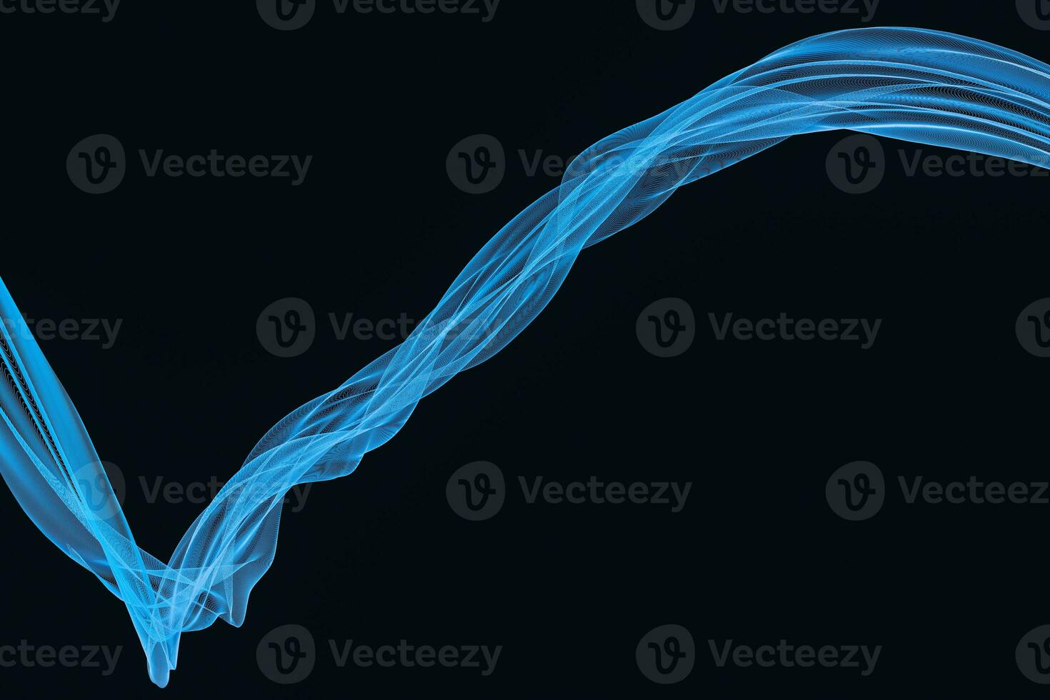 Flowing cyan curves, 3d rendering photo