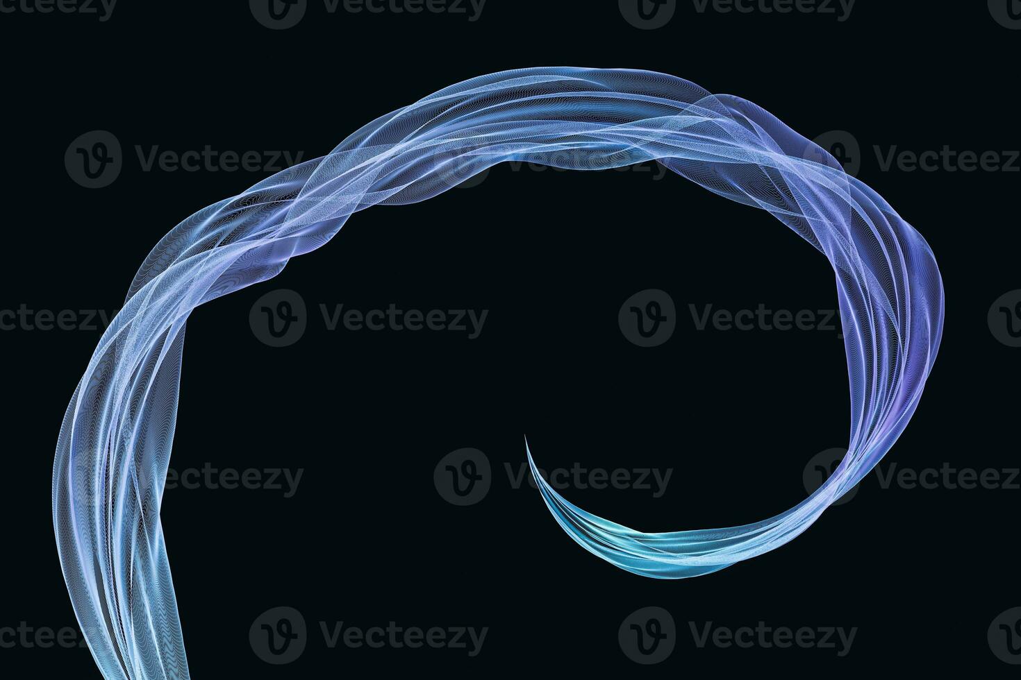 Flowing cyan curves, 3d rendering photo