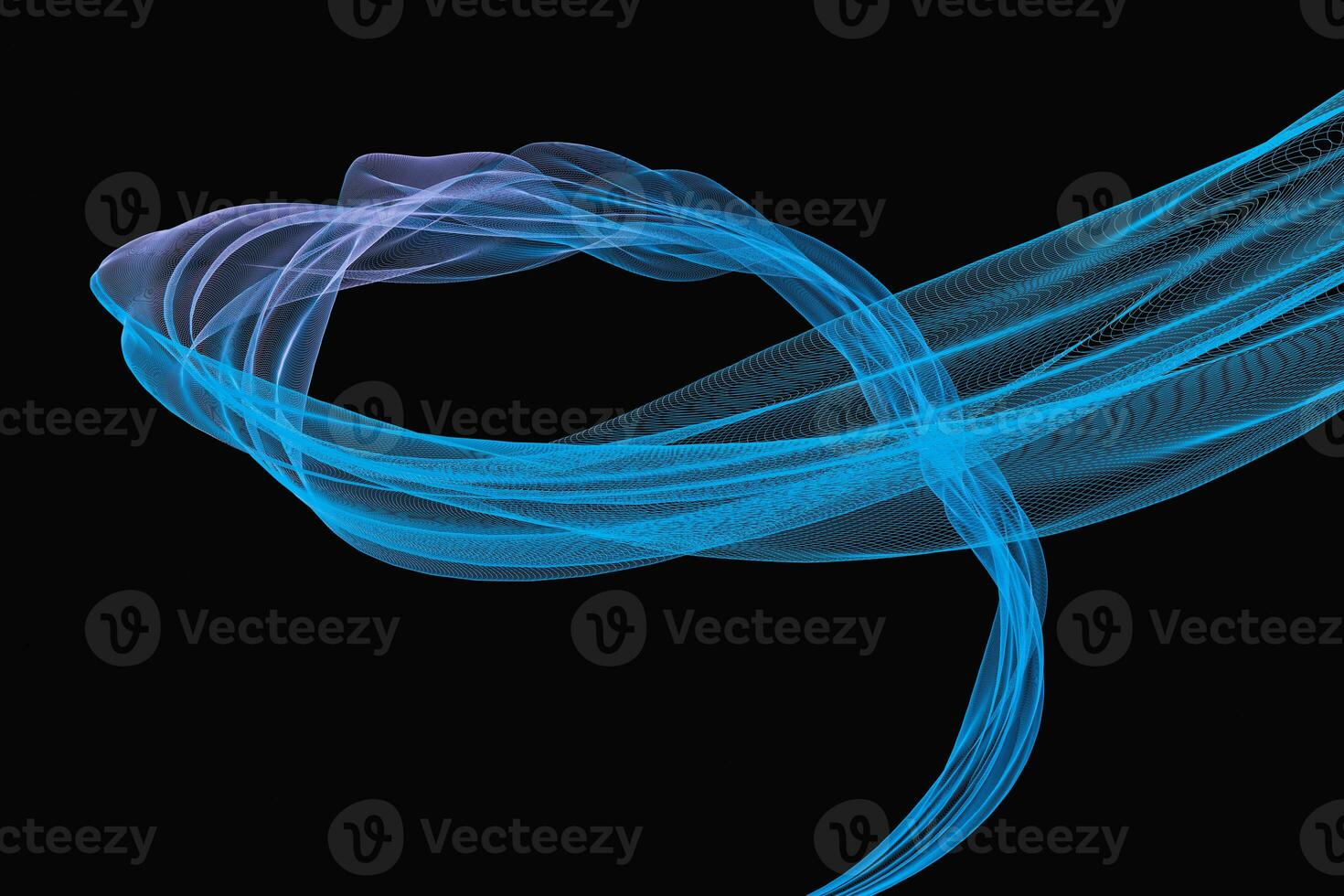 Flowing cyan curves, 3d rendering photo