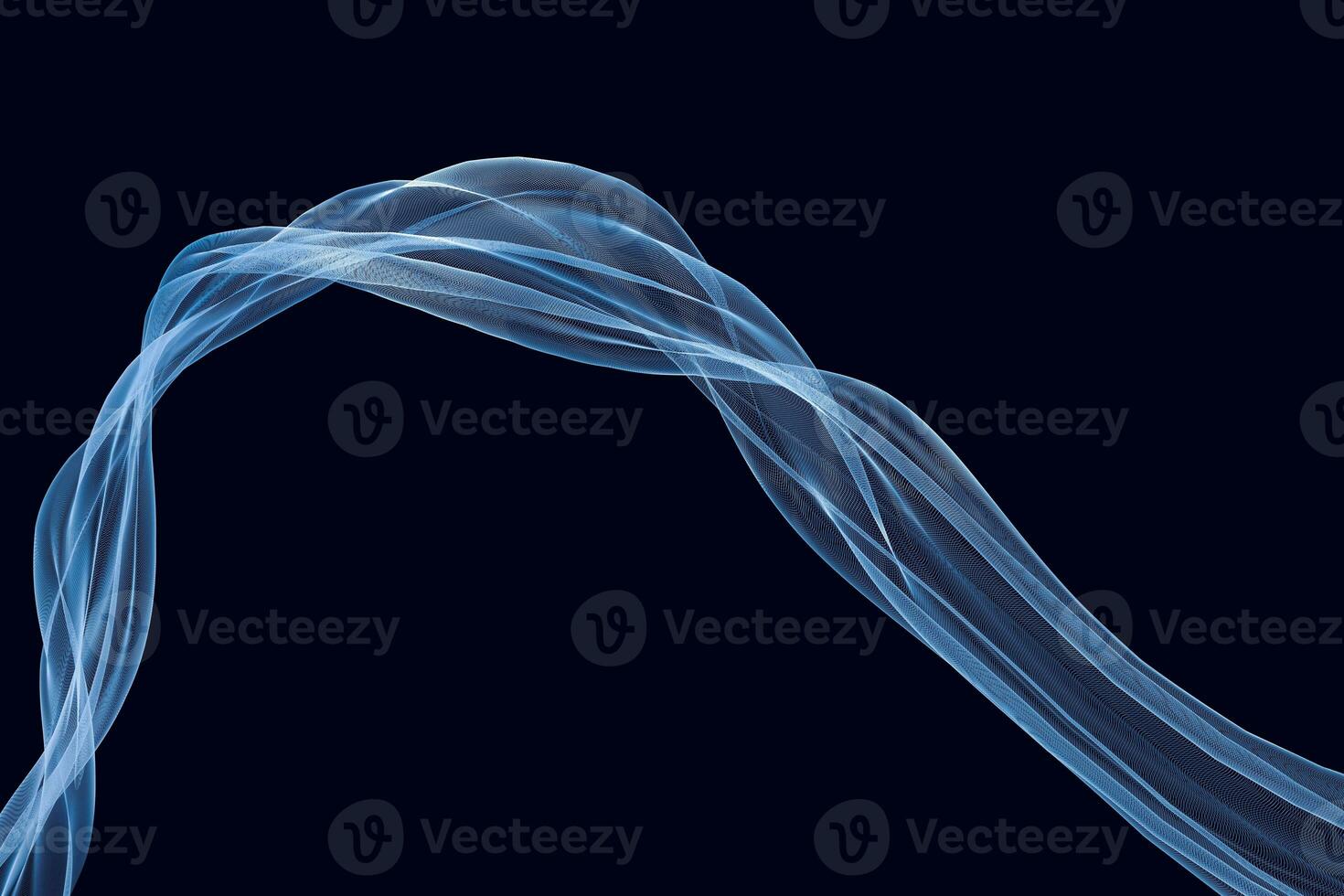 Flowing cyan curves, 3d rendering photo