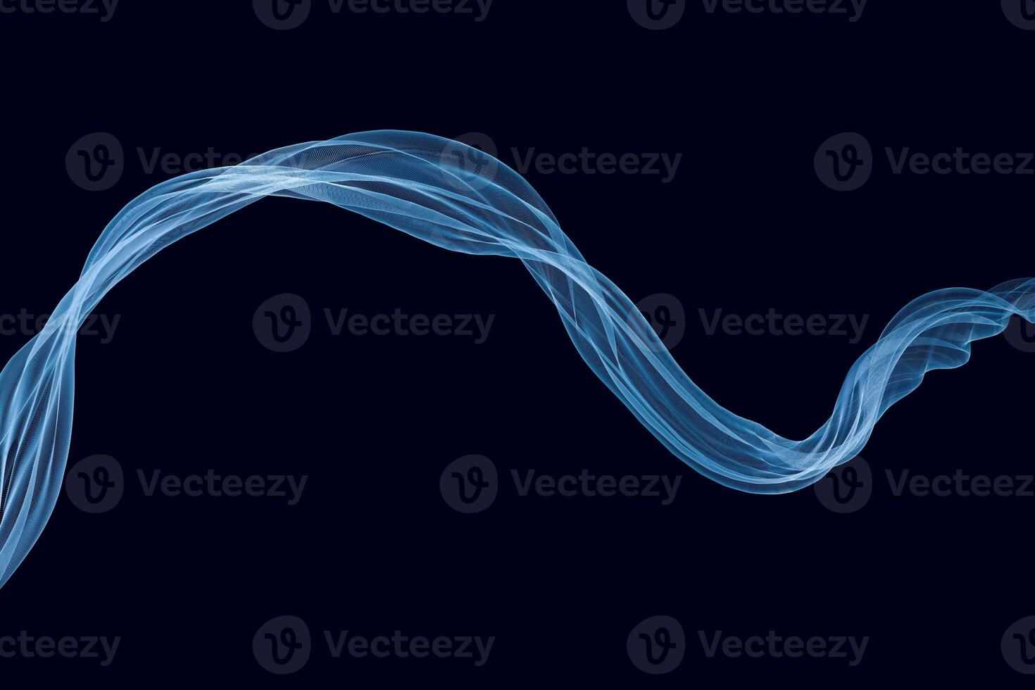 Flowing cyan curves, 3d rendering photo