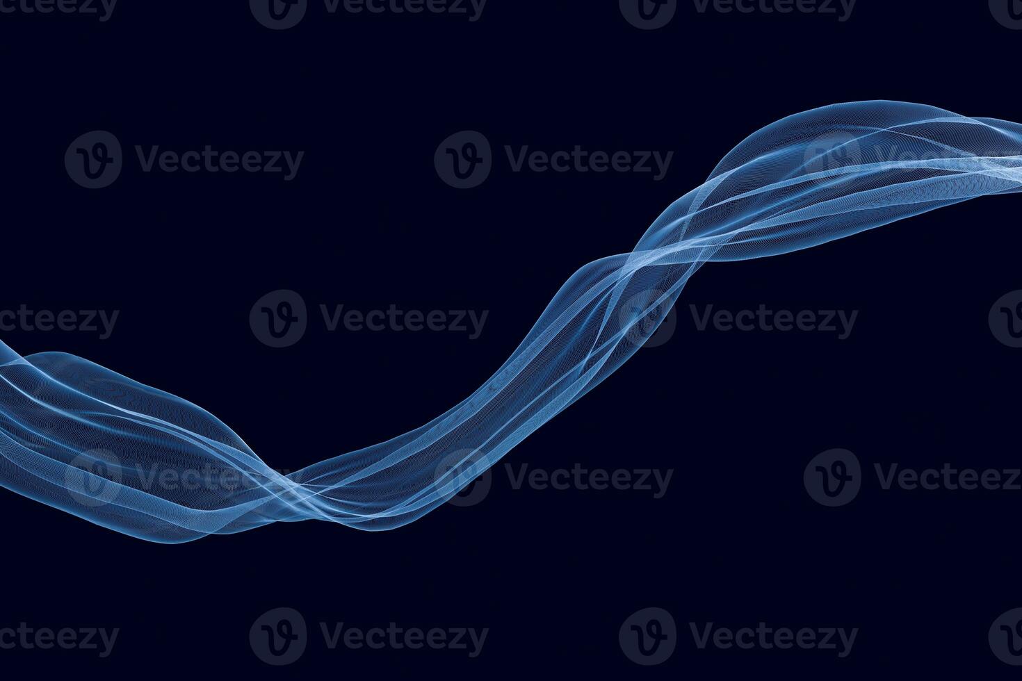 Flowing cyan curves, 3d rendering photo