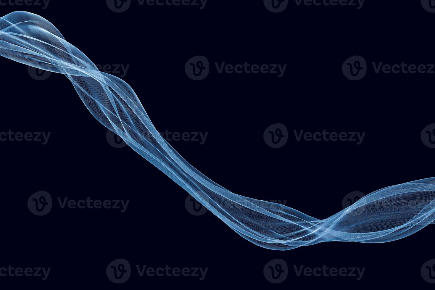 Flowing cyan curves, 3d rendering photo