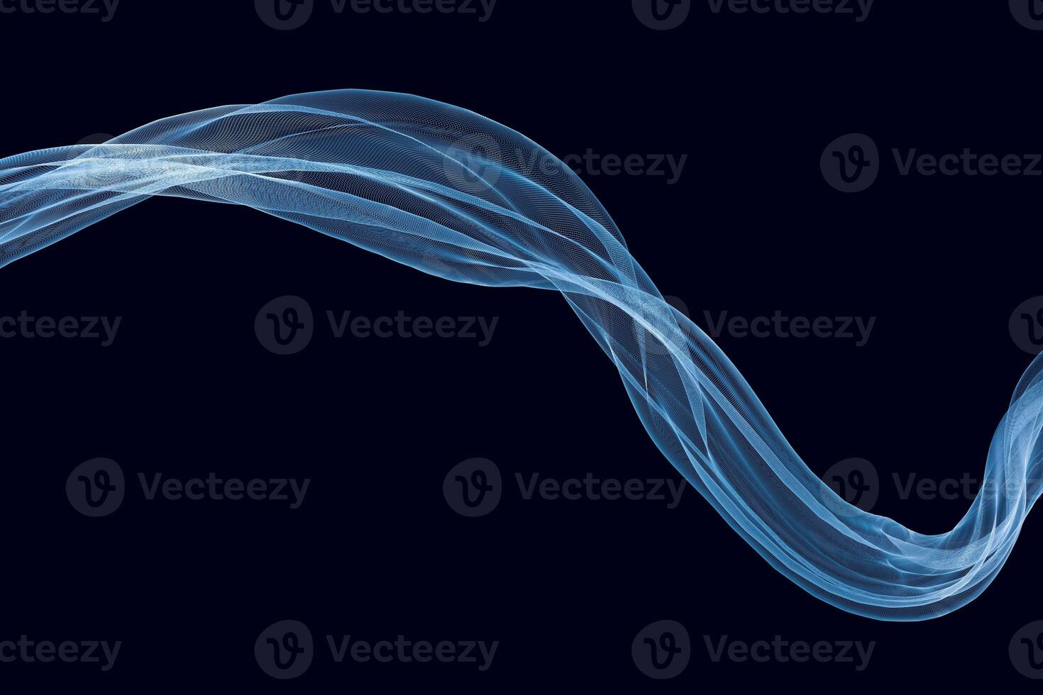 Flowing cyan curves, 3d rendering photo