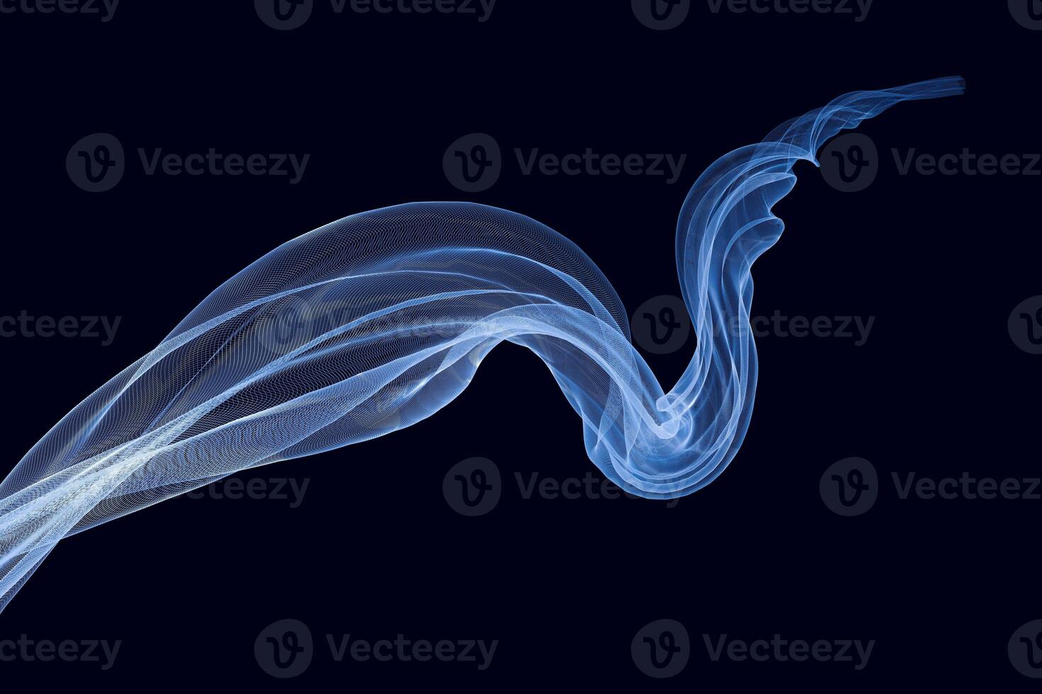 Flowing cyan curves, 3d rendering photo