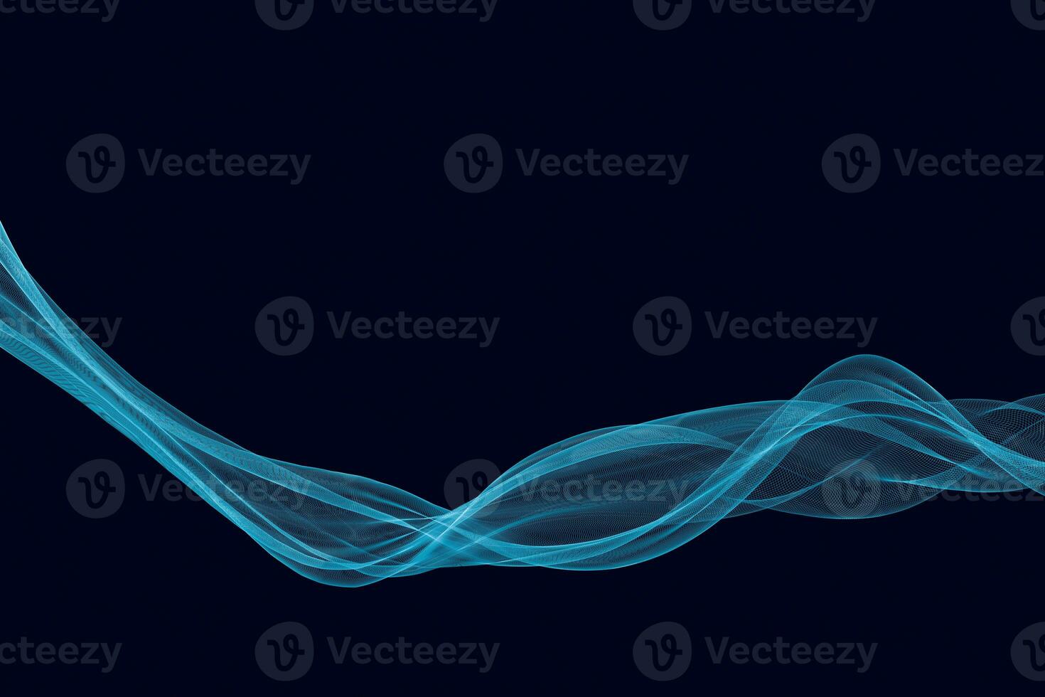 Flowing cyan curves, 3d rendering photo