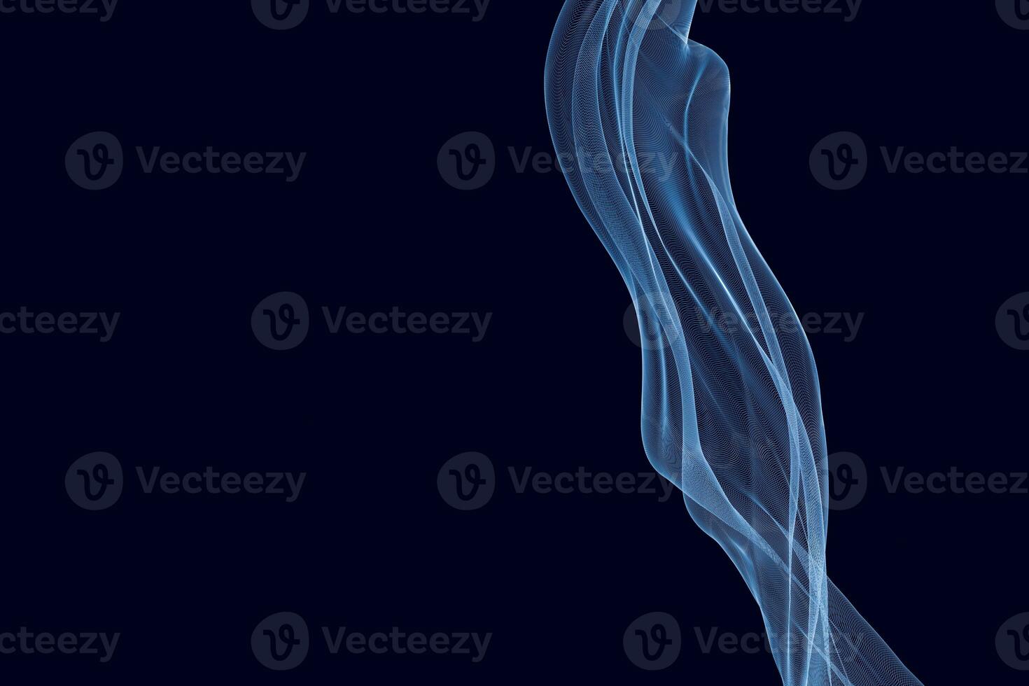 Flowing cyan curves, 3d rendering photo