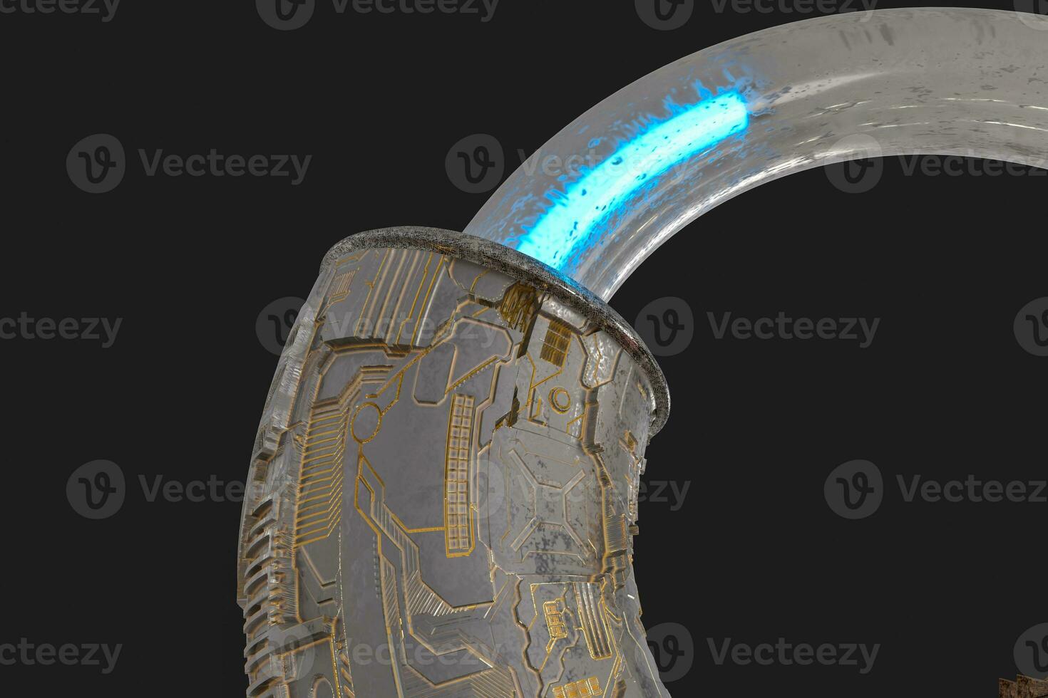 3d rendering, scientific mechanical ring in the outer space. photo
