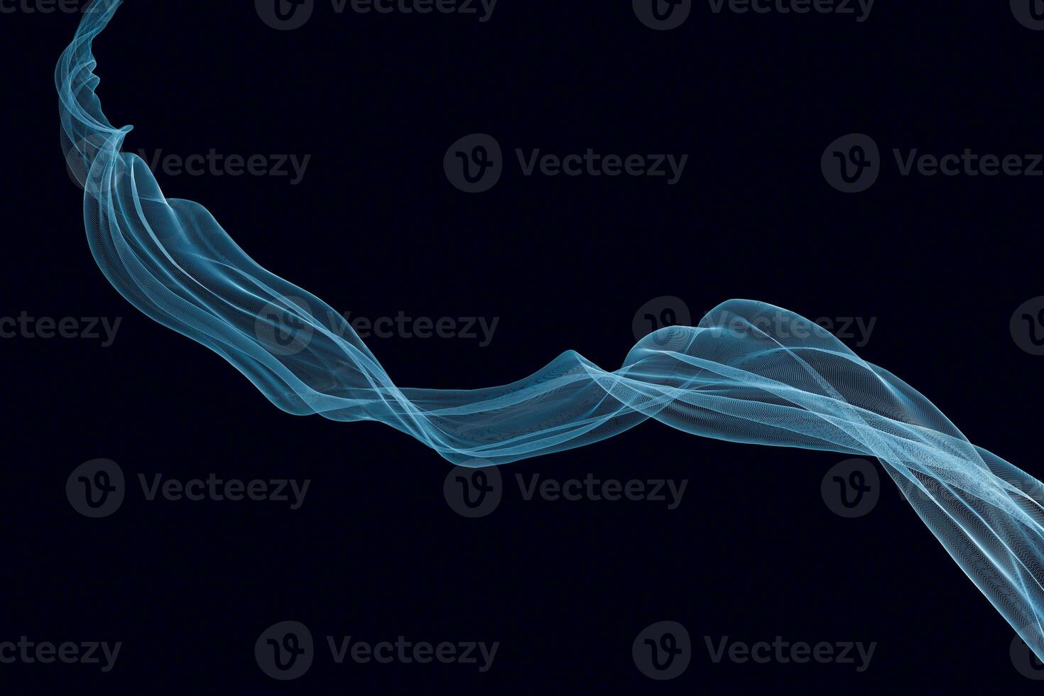Flowing cyan curves, 3d rendering photo
