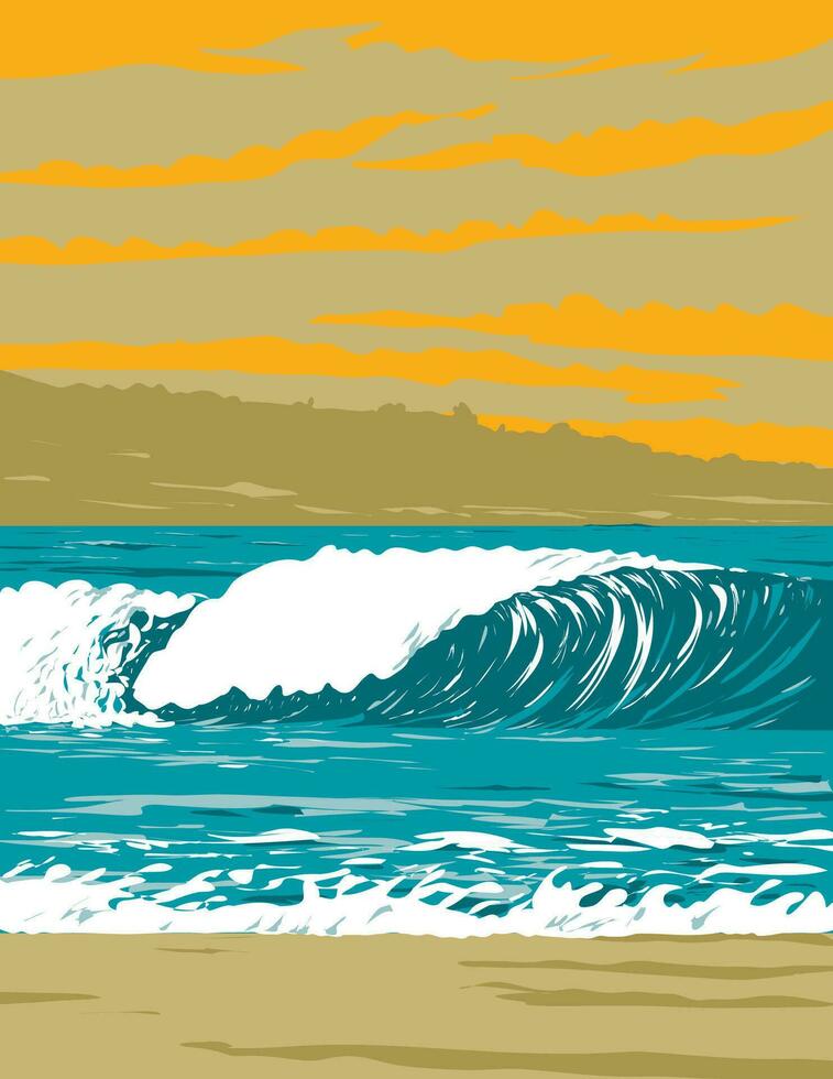 Venice Breakwater in Venice Beach Los Angeles California WPA Poster Art vector