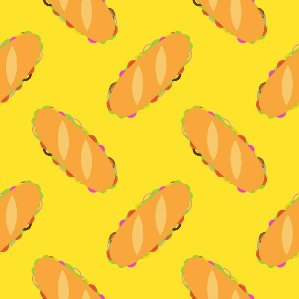 sandwich seamless pattern vector illustration.