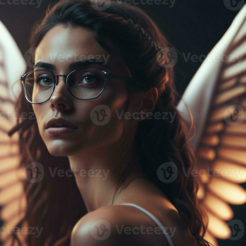 Beautyful young woman with angel wings photo