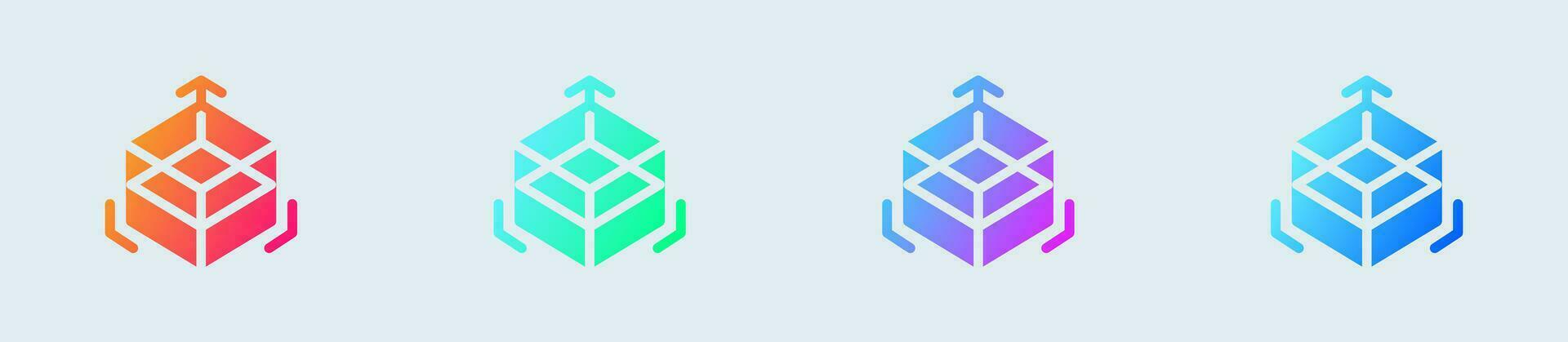 Three dimensional solid icon in gradient colors. 3d signs vector illustration.