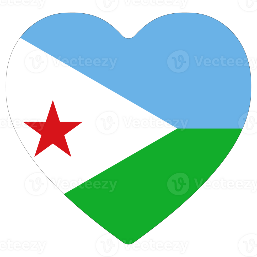 djibouti bandera corazón forma. bandera de djibouti redondeado forma png