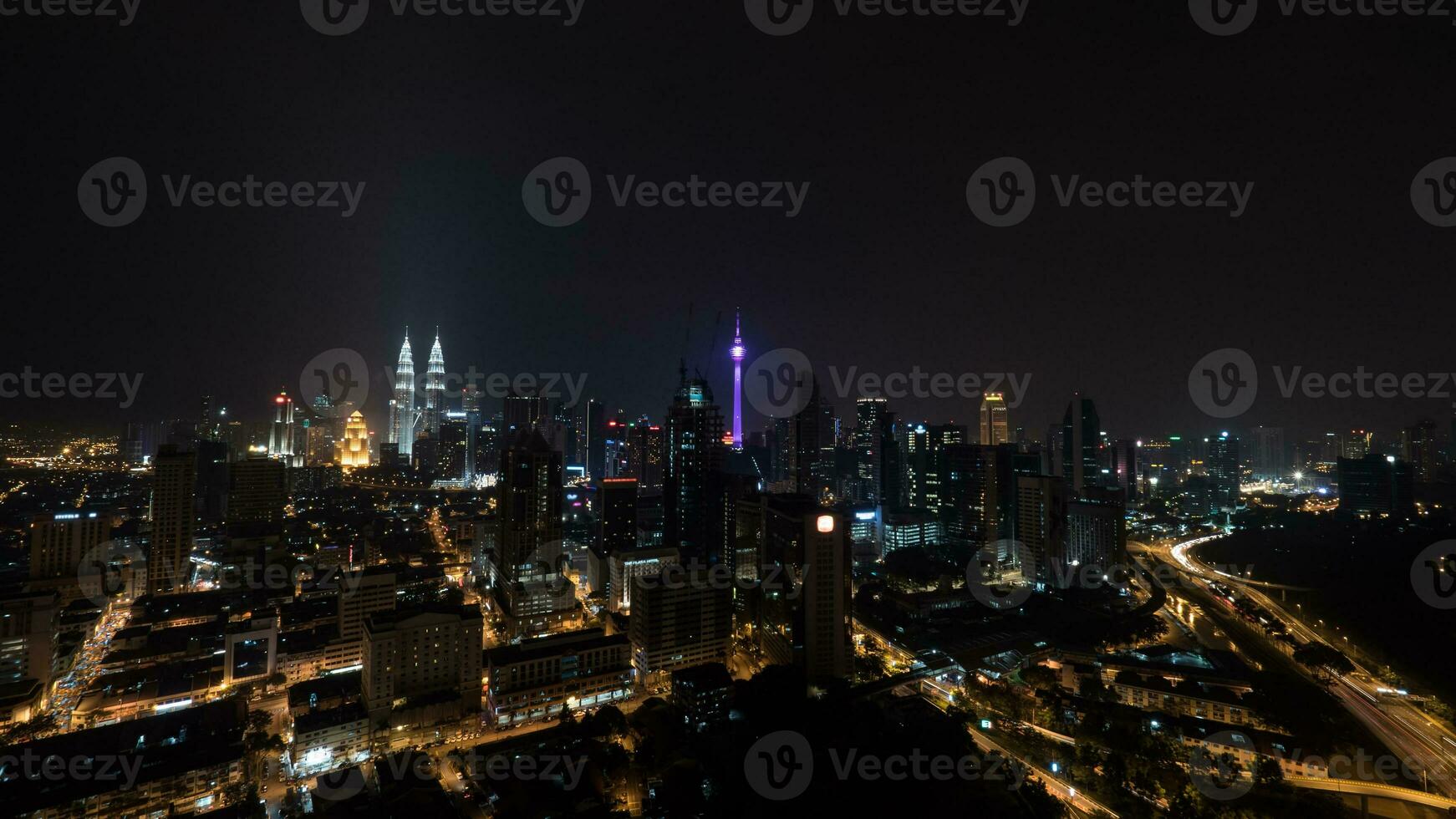 Night illuminated Kuala Lumpur, Malaysia photo