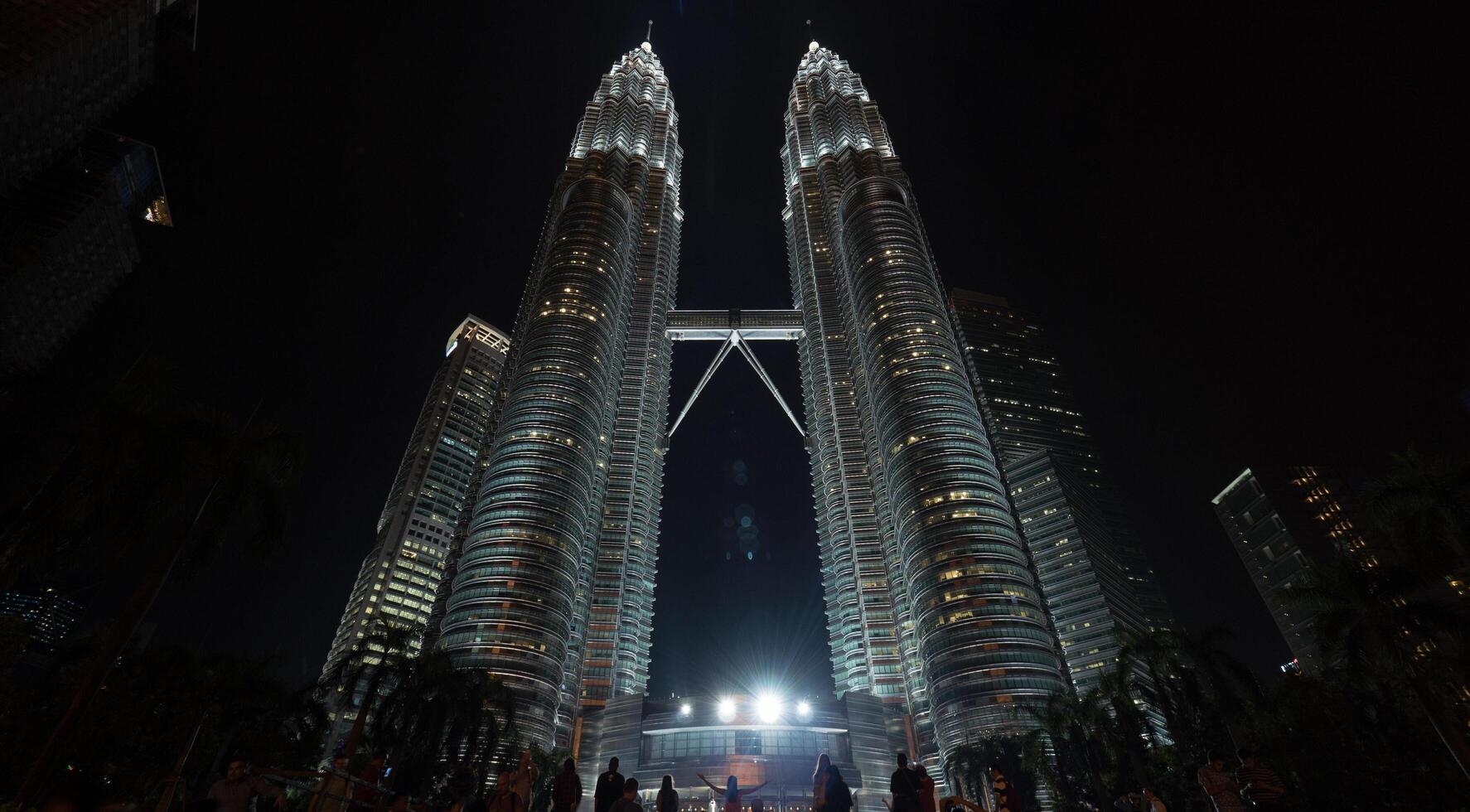 Night view of Petronas Towers, Kuala Lumpur photo