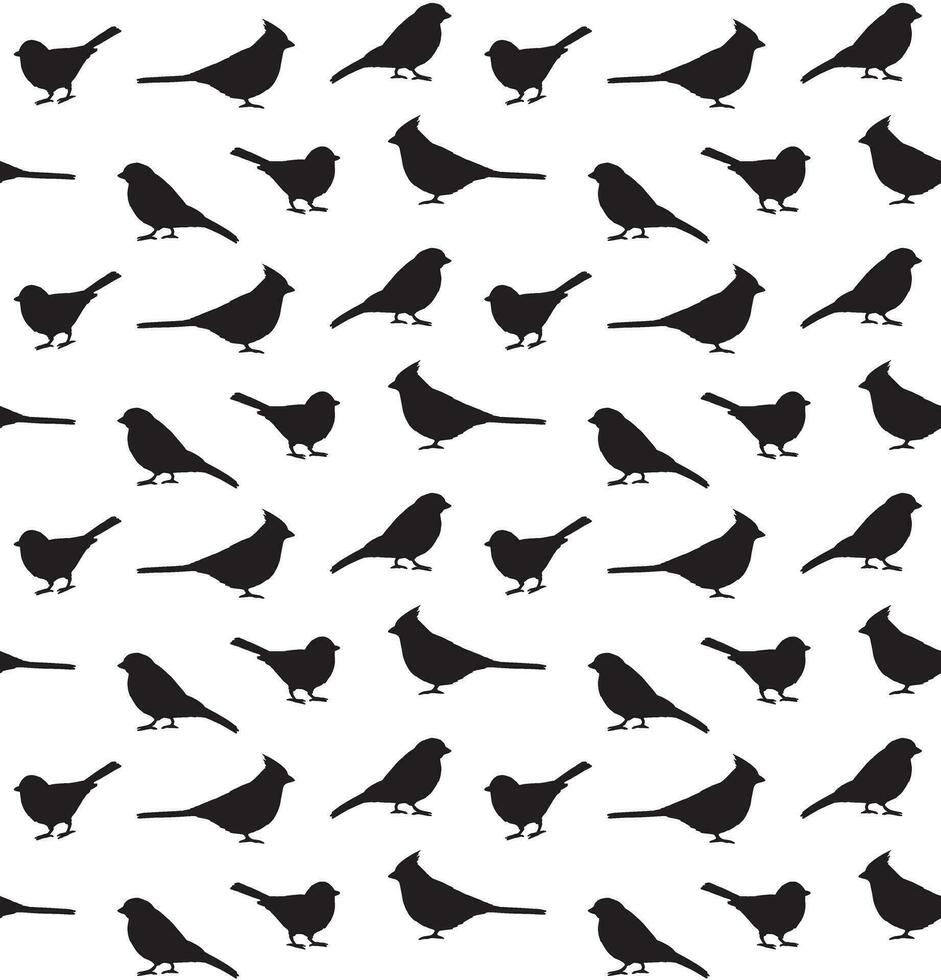 Vector seamless pattern of little birds silhouette