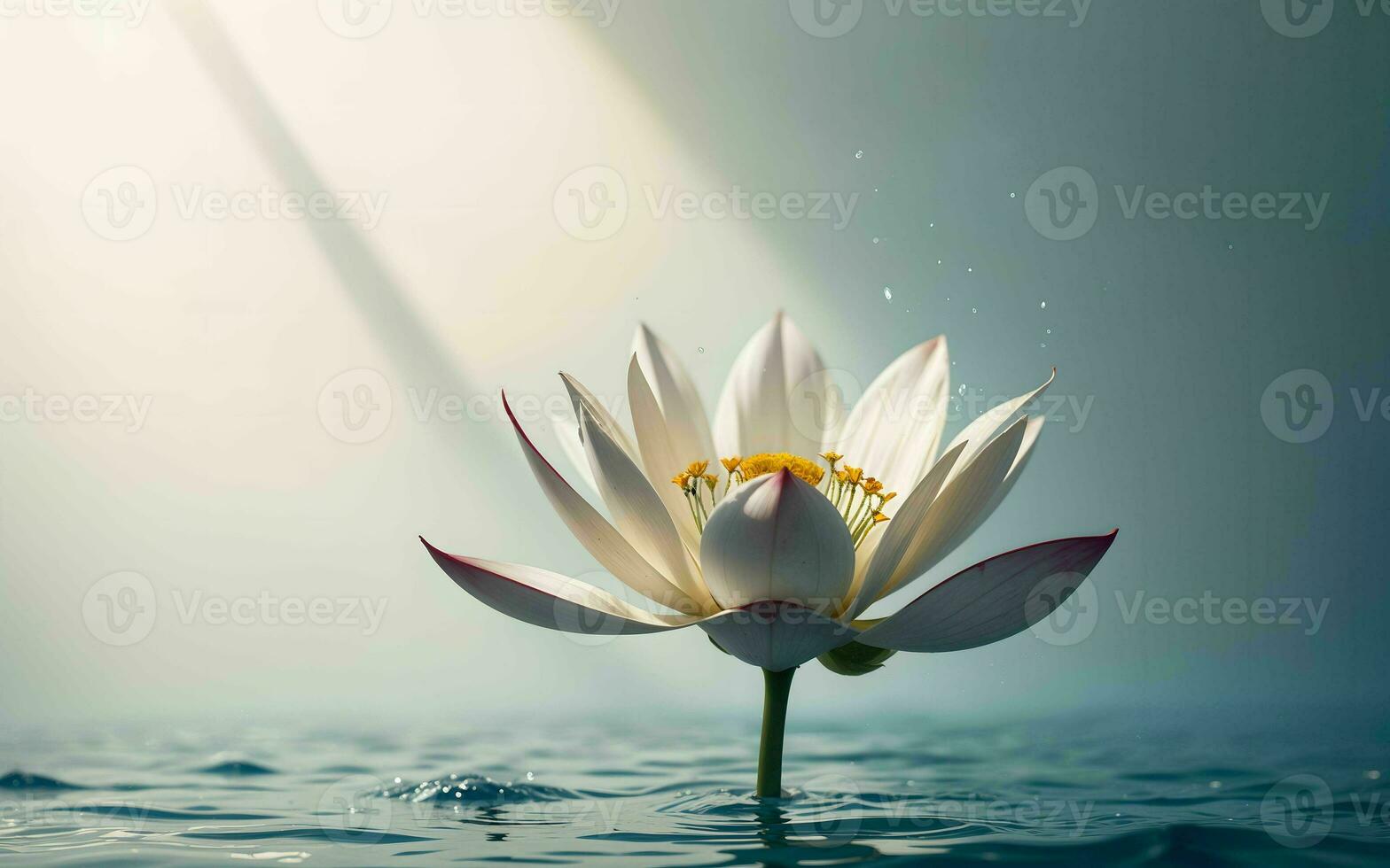The Exquisite Pink Lotus Blossom Submerged in Tranquility ai generated photo