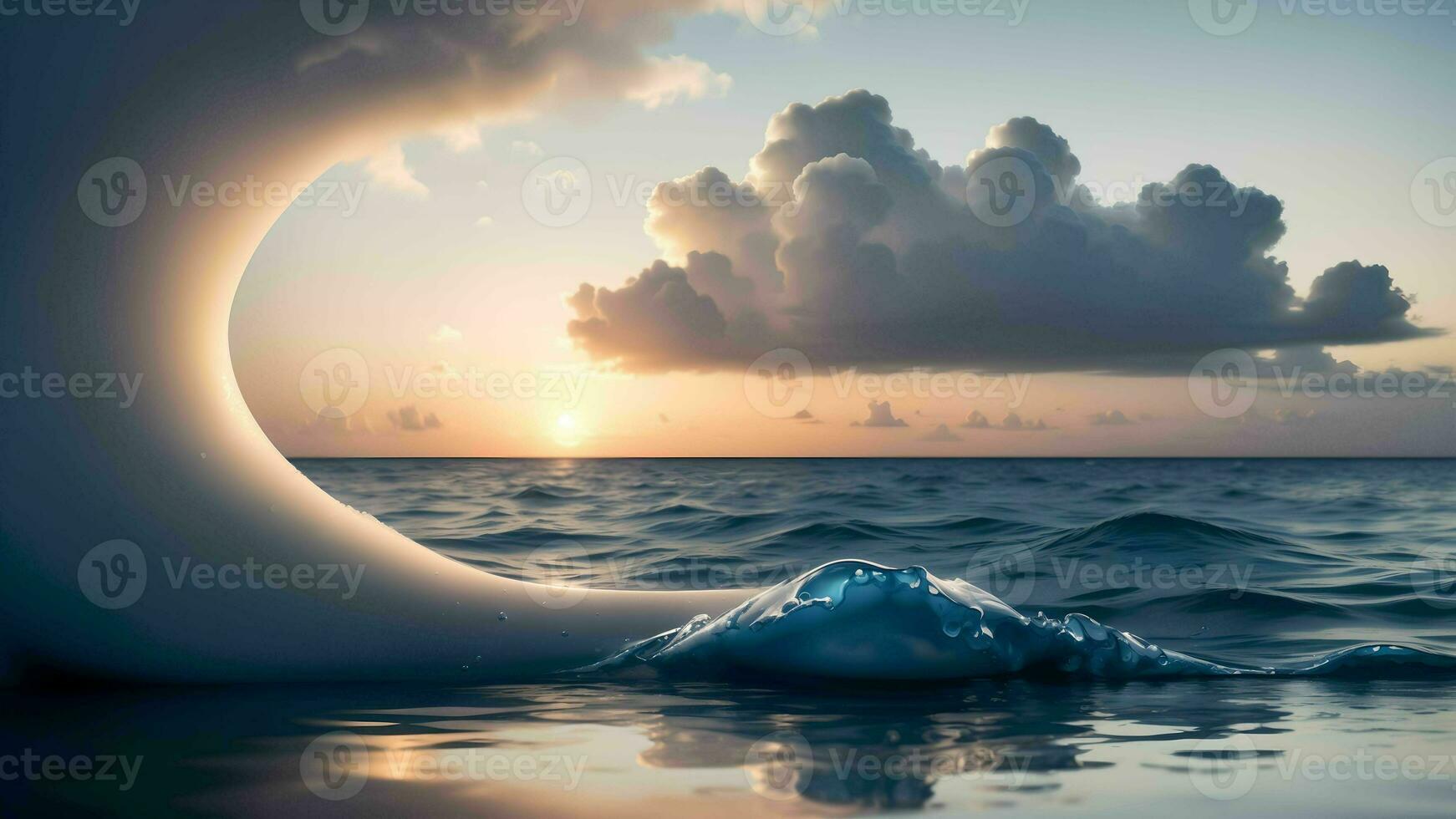 Abstract Minimalism in a Sunset Seascape ai generated photo