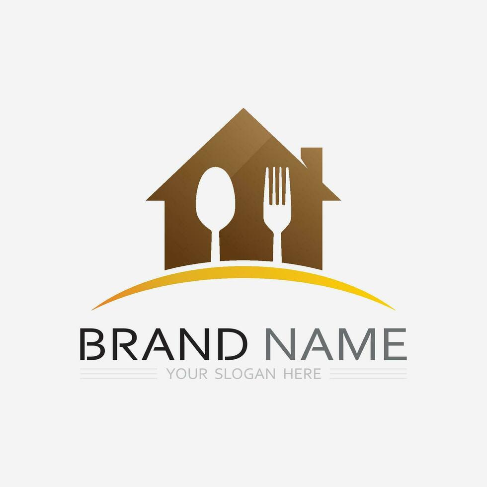 KITCHEN AND CHEF LOGO FOOD ICON RESTO AND CAFE DESIGN VECTOR GRAPHIC ILLUSTRATION