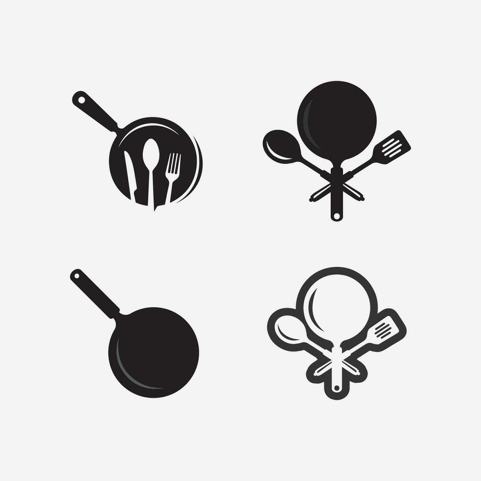 KITCHEN AND CHEF LOGO FOOD ICON RESTO AND CAFE DESIGN VECTOR GRAPHIC ILLUSTRATION