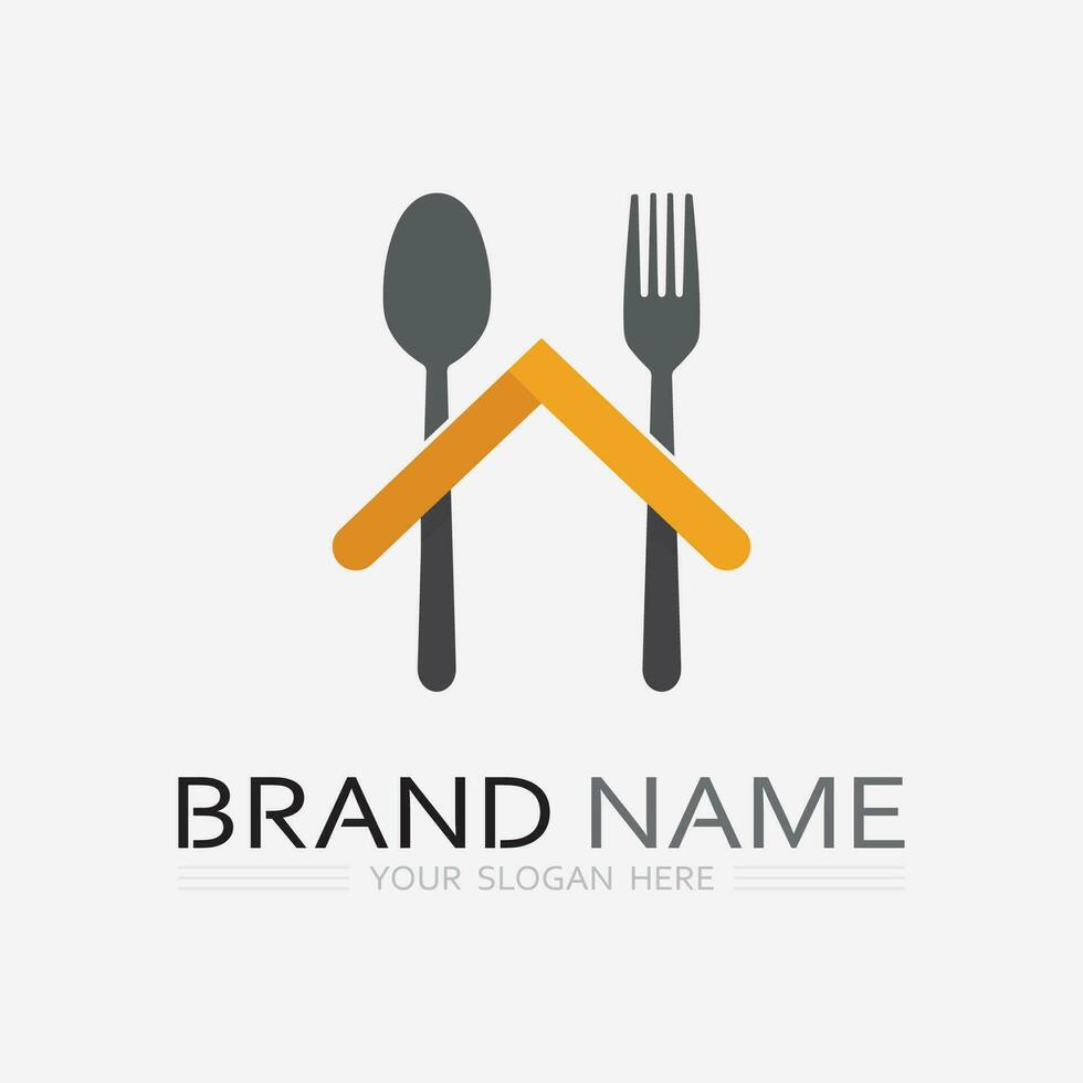 KITCHEN AND CHEF LOGO FOOD ICON RESTO AND CAFE DESIGN VECTOR GRAPHIC ILLUSTRATION