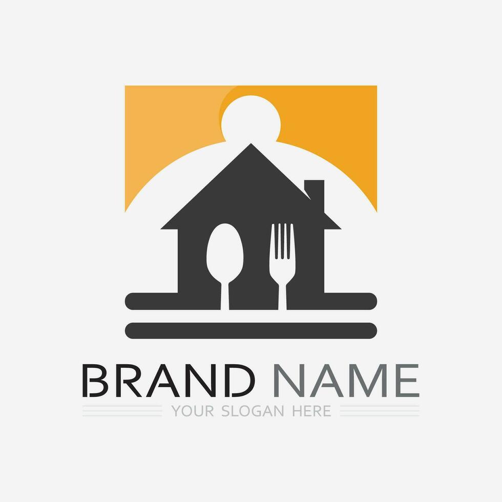 KITCHEN AND CHEF LOGO FOOD ICON RESTO AND CAFE DESIGN VECTOR GRAPHIC ILLUSTRATION