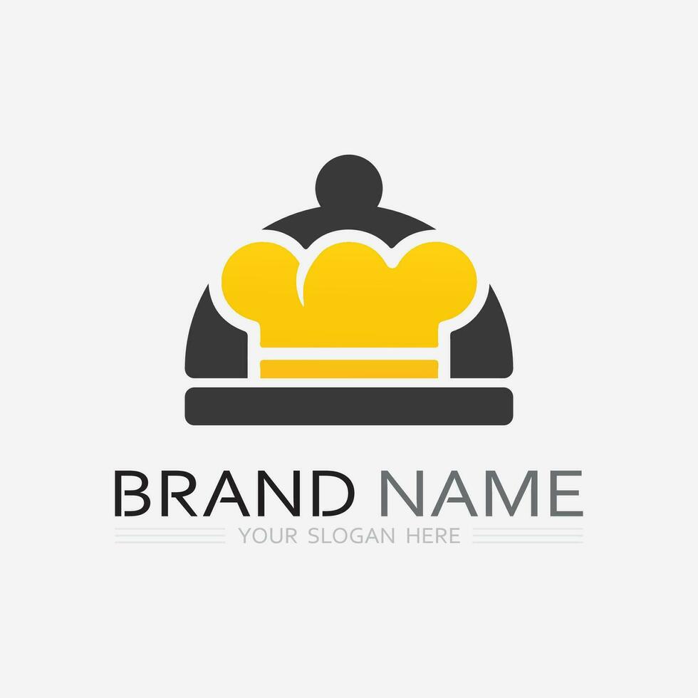 KITCHEN AND CHEF LOGO FOOD ICON RESTO AND CAFE DESIGN VECTOR GRAPHIC ILLUSTRATION