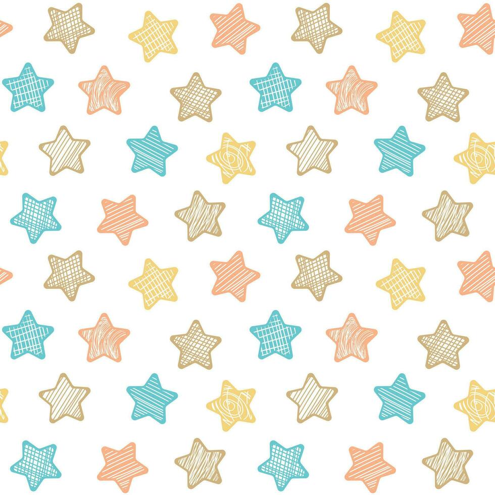 Cute baby seamless pattern with decorative stars on white background vector